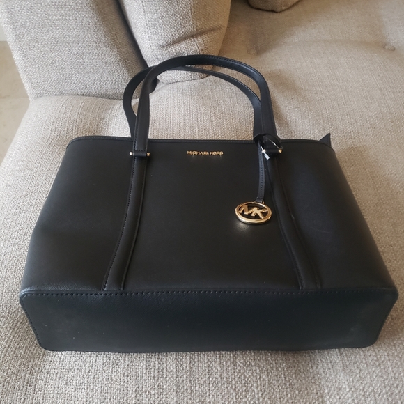 Michael Kors Sady Saffiano Black Medium Tote Bag - Picture 7 of 14